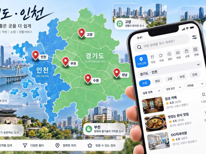 경기 인천 검색 플레이스에서 지역별 업체 정보를 찾는 지도 검색 화면