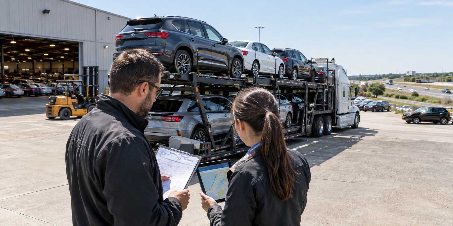 Buyer arranging interstate vehicle transportation and paperwork when buying an auction vehicle from another state.