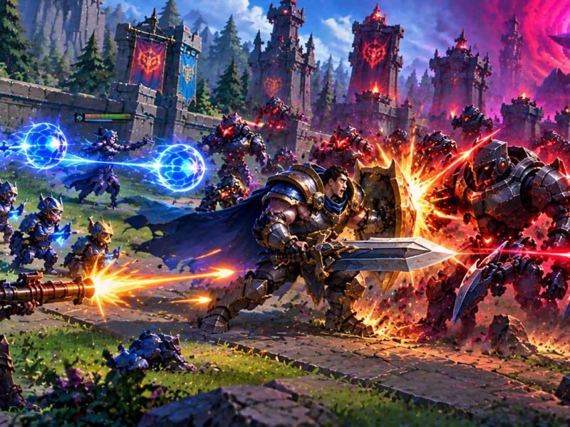 Ranged vs melee champions in Doom Bots fighting from different positions